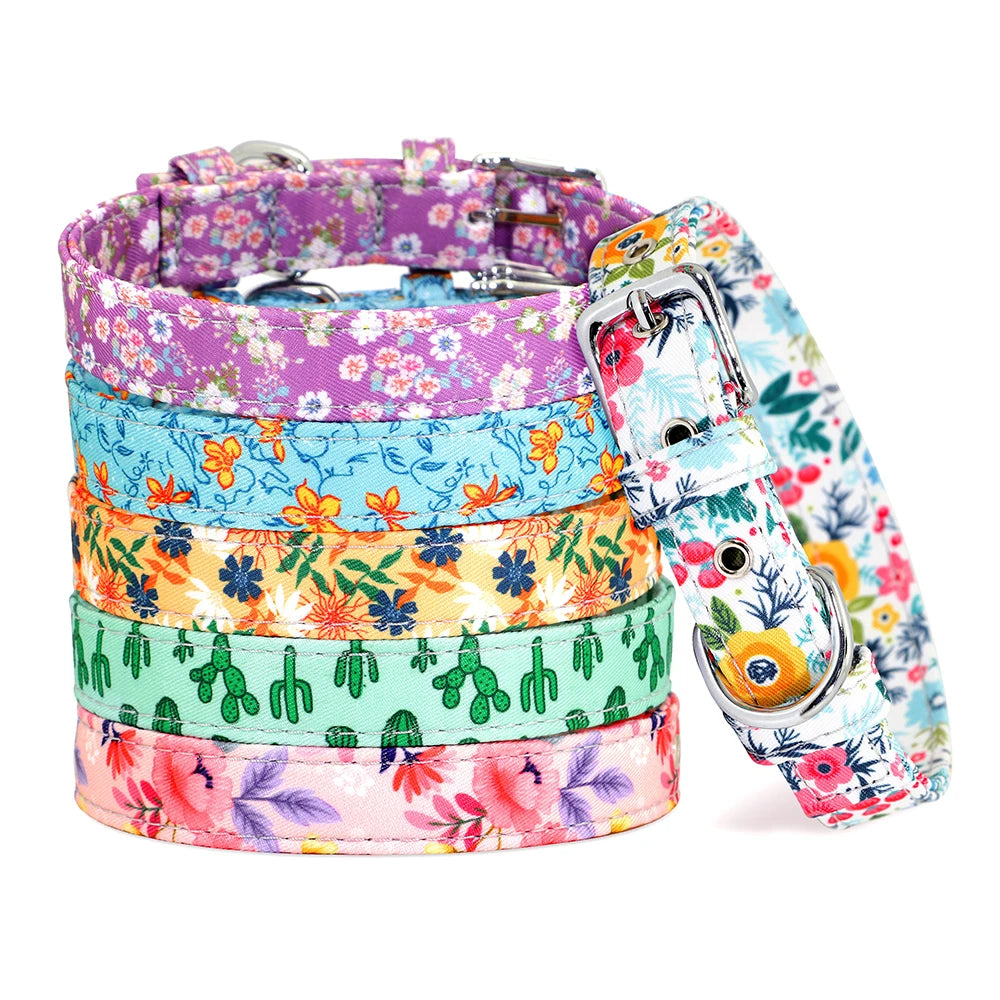 Nylon Style Floral Dog Collar