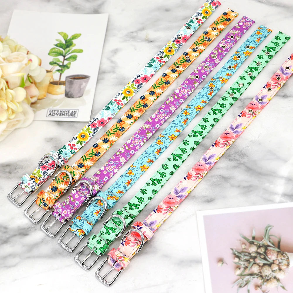 Nylon Style Floral Dog Collar