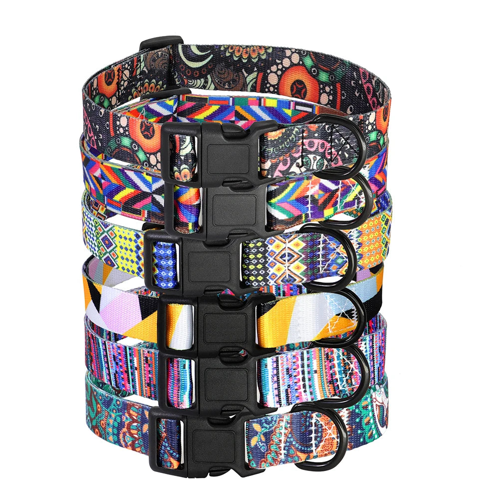 Nylon Style Floral Dog Collar